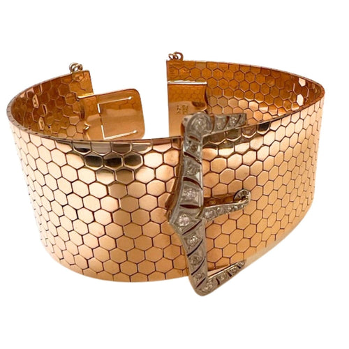 Bracelet Bracelet en or jaune avec diamants 1940-1945 58 Facettes A2631