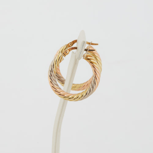 Boucles d'oreilles BOUCLES D’OREILLES CRÉOLES TORSADES 3 OR 58 Facettes REF 2017/20