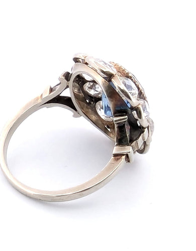 Bague 56 Bague en or blanc avec saphir et diamants 58 Facettes