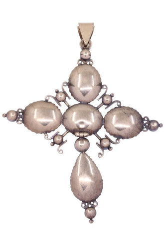 Pendentif CROIX BADINE ANCIENNE GRENATS 58 Facettes 083411