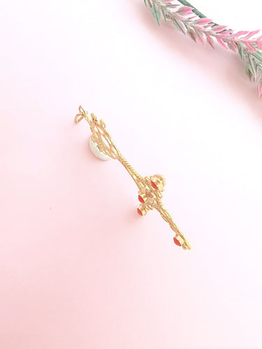 Pendentif Pendentif Croix du sud ou d'Agadez, cabochons de Corail Or 58 Facettes AA 1634