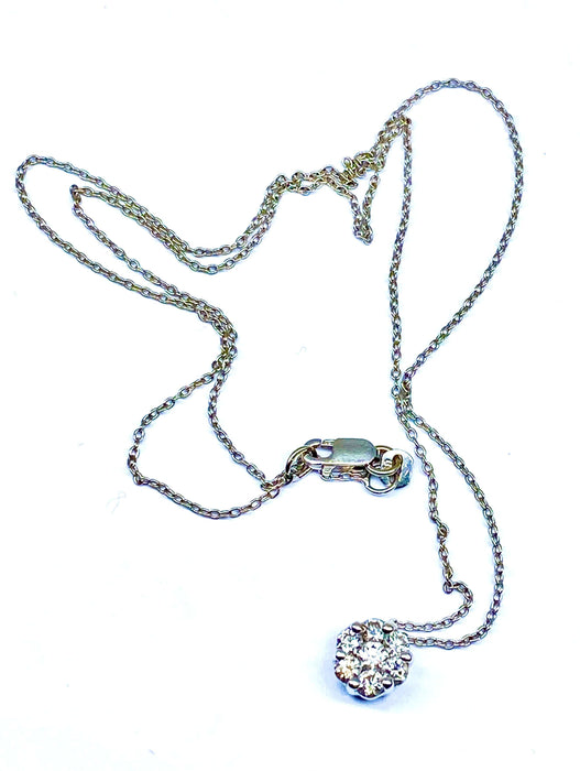 Collier Chaine et pendentif en or blanc serti de 7 diamants 58 Facettes AB405