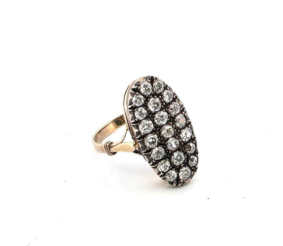 Bague 57 Bague victorienne antique en argent et or 12 carats avec diamants taille ancienne 58 Facettes
