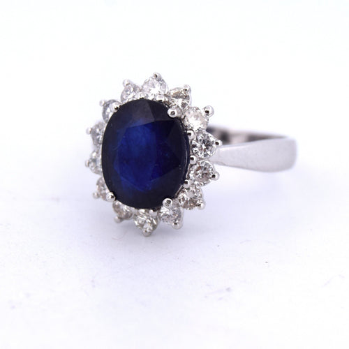 Bague 56 Bague en or blanc avec saphir et diamants 58 Facettes