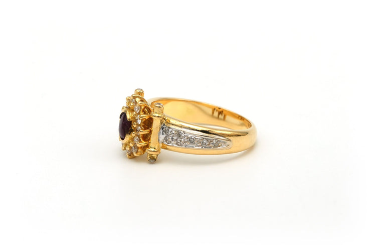 Bague 52 Bague en or jaune sertie d'un rubis et de diamants 58 Facettes 22239