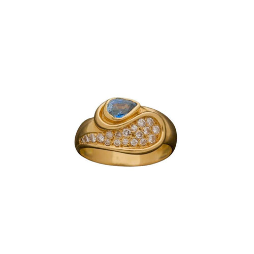 Bague 54 Bague Jonc en or jaune, saphir et diamants 58 Facettes