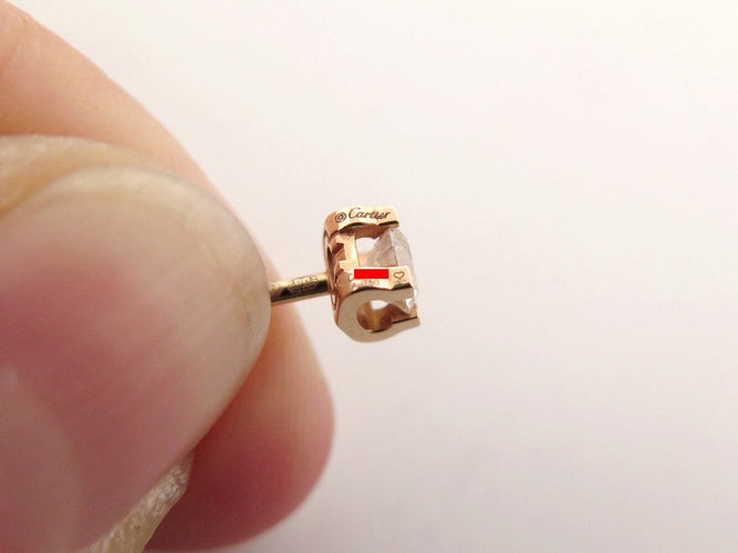 Boucles d'oreilles boucles d'oreilles puces CARTIER c en or rose diamant 0.48ct s 58 Facettes 270984