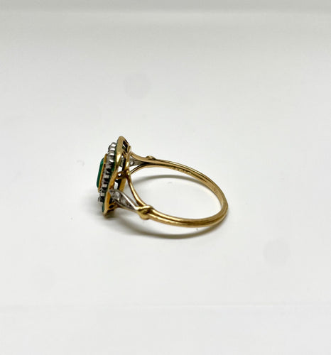 Bague 57 Bague Art Deco or jaune émeraudes et diamants 58 Facettes