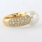 Bague 55 Bague en or jaune avec perle et diamants taille brillant 58 Facettes