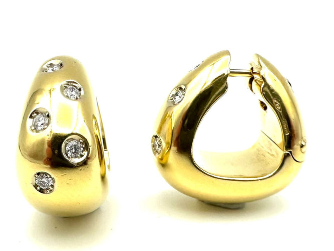 Boucles d'oreilles POMELLATO. Boucles d'oreilles vintages or jaune et diamants 58 Facettes