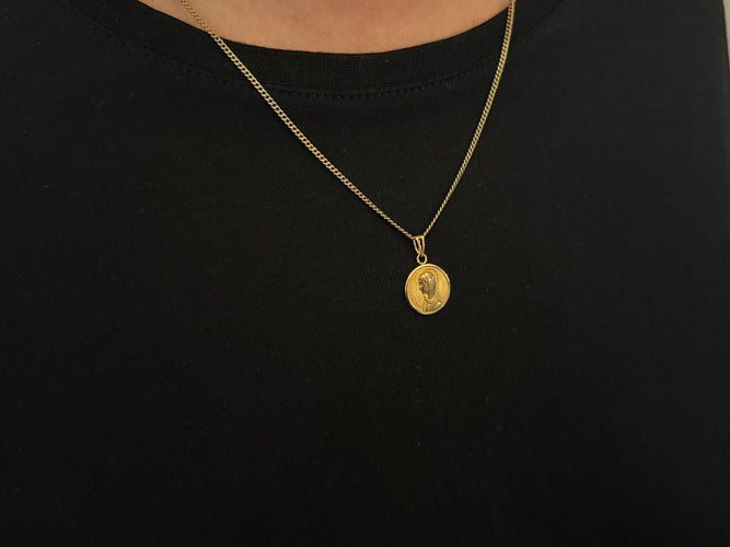 Pendentif Médaille de la Vierge en or 18 carats jaune et or rose 58 Facettes