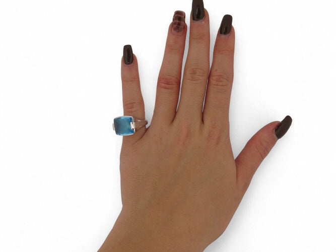 Bague 50 vintage bague BULGARI metropolis aigue marine t50 or blanc 18k 58 Facettes 270460