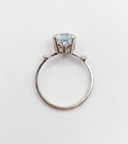 Bague 53 Bague cocktail art déco or blanc aigue marine 58 Facettes A05346