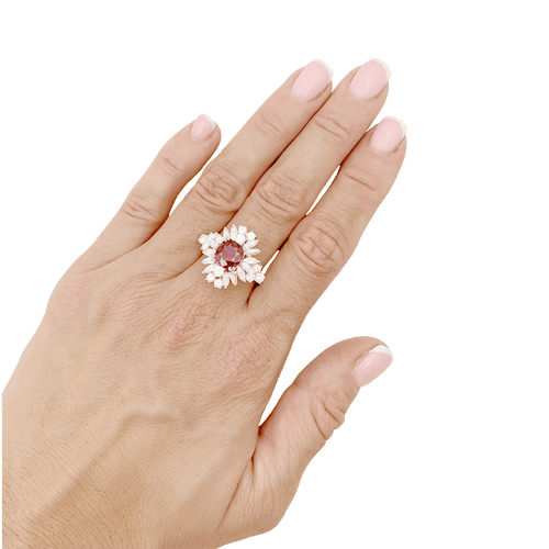 Bague 56 Bague jupe or blanc rubis 1,57 cts et diamants. 58 Facettes 34789