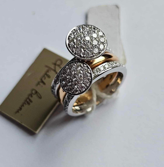 Bague 55 Hulchi Belluni - Bague Funghetti or rose et blanc diamants 58 Facettes 09183s-RWW