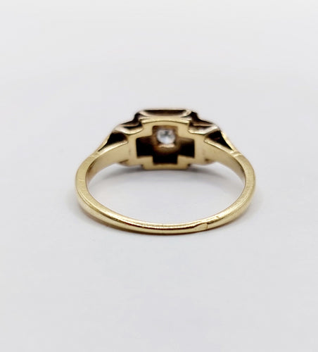 Bague 49.5 Bague Art Déco or deux tons, diamant 58 Facettes A05340