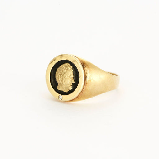 Ring 63.5 Gold Signet Ring Black Enamel 58 Facettes 33200210