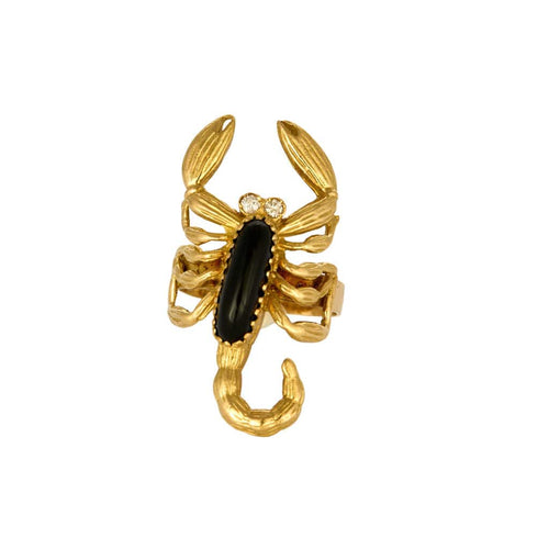 Bague 54 Bague scorpion en or jaune, onyx et diamants 58 Facettes SMA0134