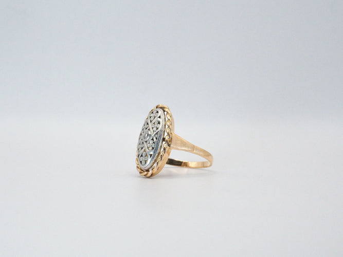 Bague 55 Bague ancienne diamant argent et or jaune 58 Facettes 4714