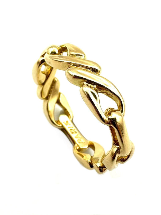 Bague 57 HERMES. Bague vintage or jaune 18K 58 Facettes