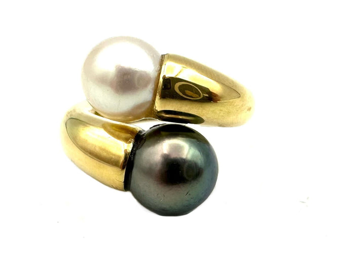 Bague 51 CARTIER. Bague "Toi et Moi" en or jaune 18K et perles 58 Facettes