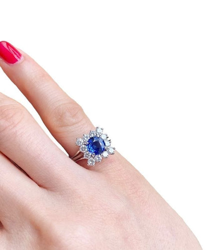 Bague 47 Bague or gris platine saphir diamants 58 Facettes