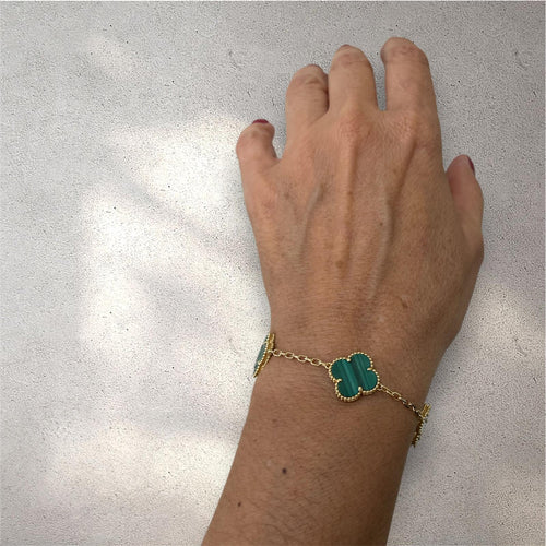 Bracelet Van Cleef & Arpels - Bracelet Alhambra Malachite Or Jaune 58 Facettes