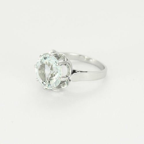 Bague 51 Bague Solitaire en or blanc et aigue-marine 58 Facettes ALB1856