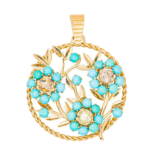 Pendentif Pendentif   Or rose Diamant, Turquoise 58 Facettes 4250491CN