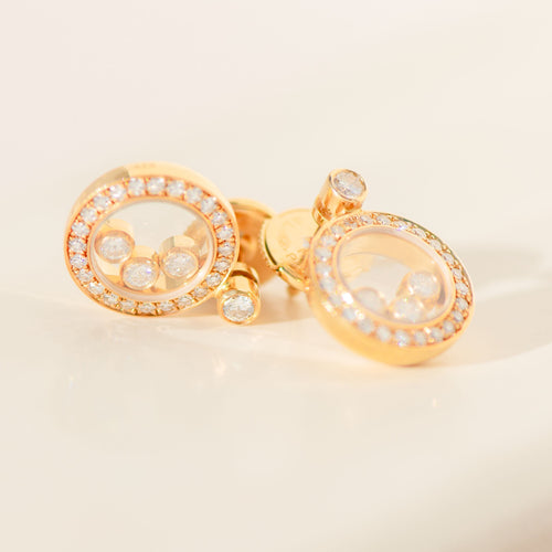 Bague Chopard - Ohrringe Happy Diamonds en or jaune 18k et diamants 58 Facettes 3290