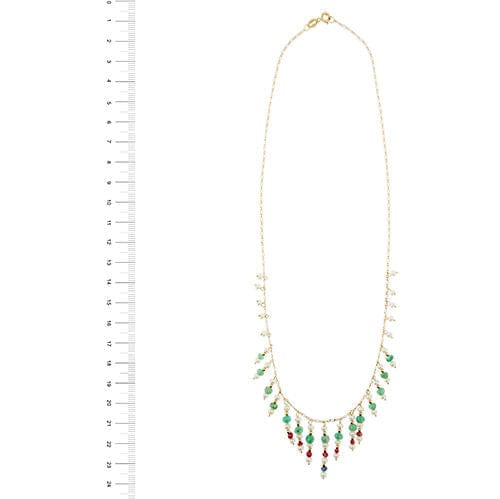 Collier en or jaune avec perles et pierres précieuses