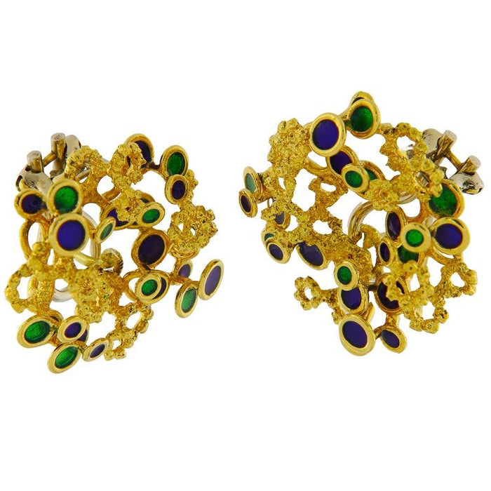 Boucles d'oreilles Boucles d'oreilles en or jaune et émail 58 Facettes G3664