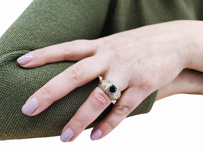 Bague 55 Bague boule saphir et diamants 58 Facettes Bag.S.geom-1281