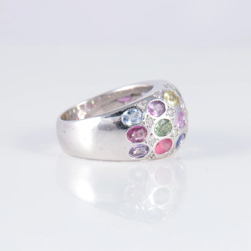 Bague 53 Bague Saphirs Multicolores 58 Facettes
