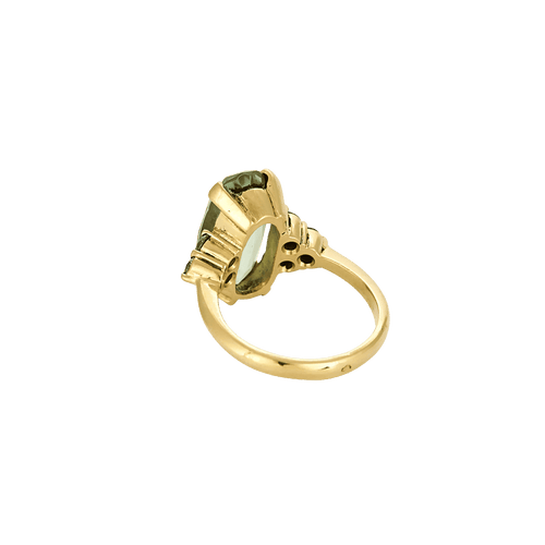 BAGUE OR JAUNE TOURMALINE VERTE ET DIAMANTS