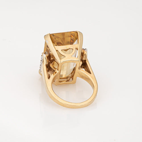 Bague 54 Bague cocktail vintage élégante en citrine et diamant (vers les années 1960 à 1970) fabriquée en or jaune 14 carats. 58 Facettes G13926