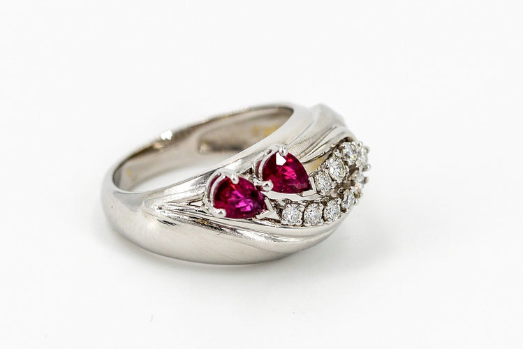 Bague 51 Bague Or blanc Rubis 58 Facettes 03010CD