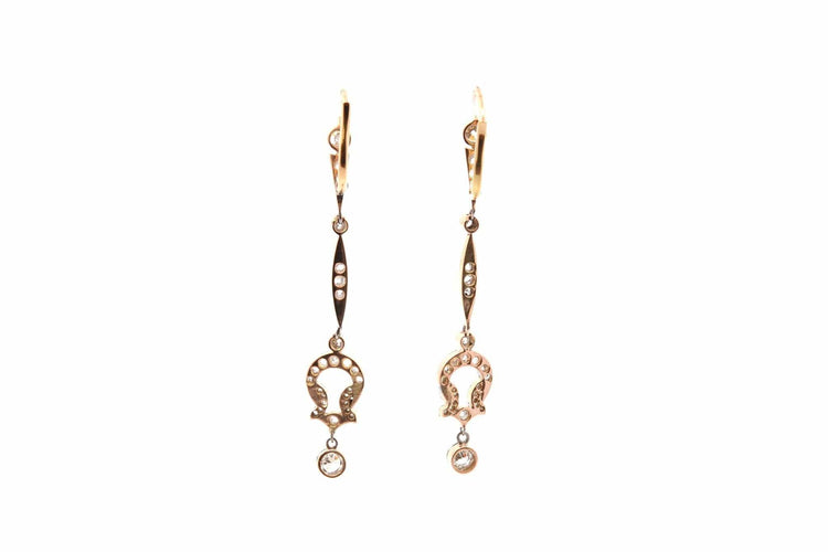 Boucles d'oreilles art déco diamants