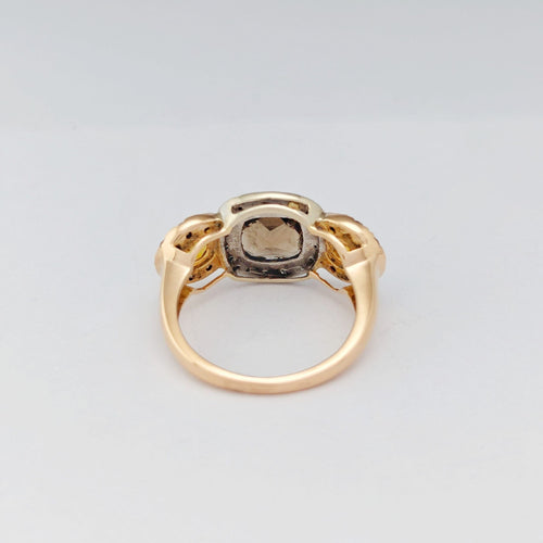 Bague 52 Bague 2 ors 18 carats, quartz fumé, citrines et diamants 58 Facettes 32603
