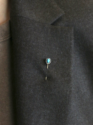 Broche Epingle ancienne or jaune turquoise diamants 58 Facettes 1115.3