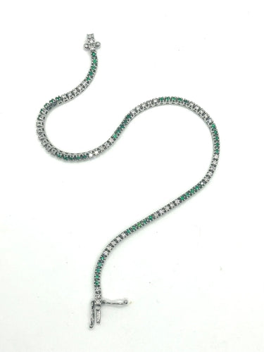 Bracelet Diamants de tennis et tsavorites 58 Facettes