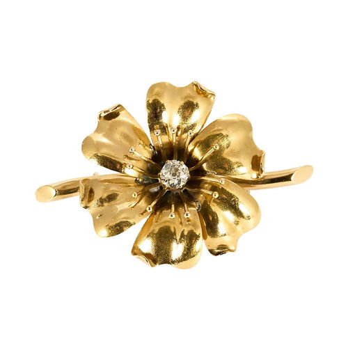 Broche Broche à motif de fleur en or jaune et diamant 58 Facettes POI0286
