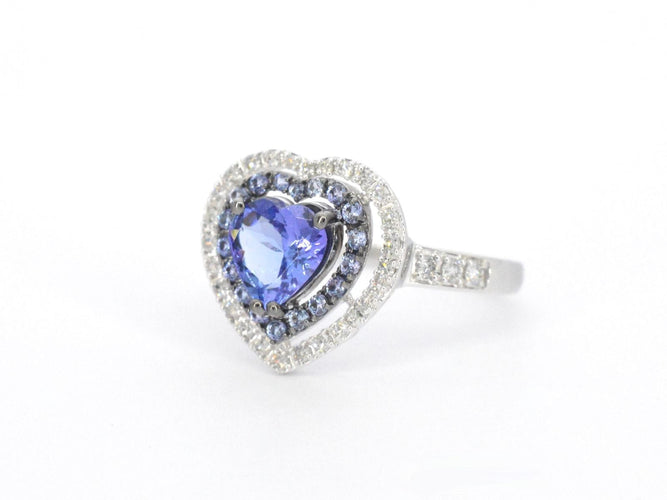 Bague 54 Bague en or blanc avec diamants et tanzanite 58 Facettes 2326