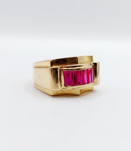Bague 55 Bague tank art déco or rubis synthétiques 58 Facettes A03728
