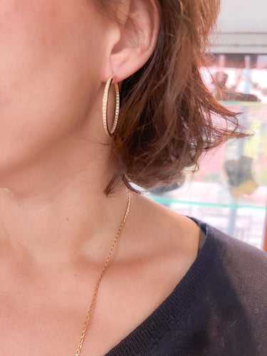 Boucles d'oreilles Créoles en diamants sur or jaune 58 Facettes 1