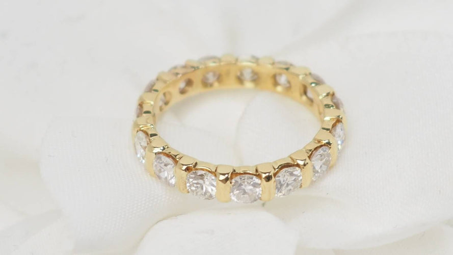 Bague 51 Alliance américaine en or jaune et diamants 2,40cts 58 Facettes 31354