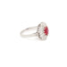 Bague 57 Bague marguerite rubis birman diamants platine or blanc (Certificat) 58 Facettes BRU55