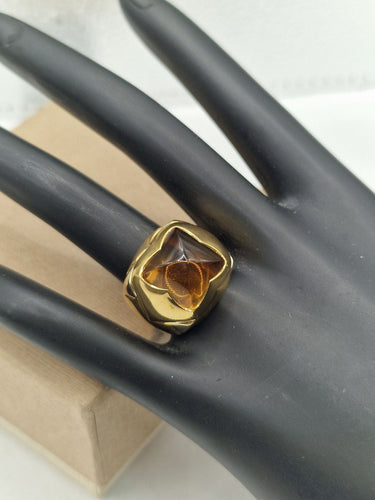 Bvlgari - Bague Piramide en or blanc et jaune et quartz citrine 58 Facettes