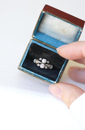 Bague 51 Bague Toi et Moi Diamants Or Rose Platine 58 Facettes