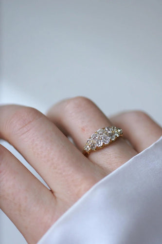 Bague 57 Bague Bandeau Double Ligne Diamants Taille Ancienne 58 Facettes